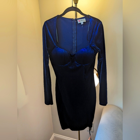 Royal Blue Long-Sleeved Dress - Picture 1 of 3